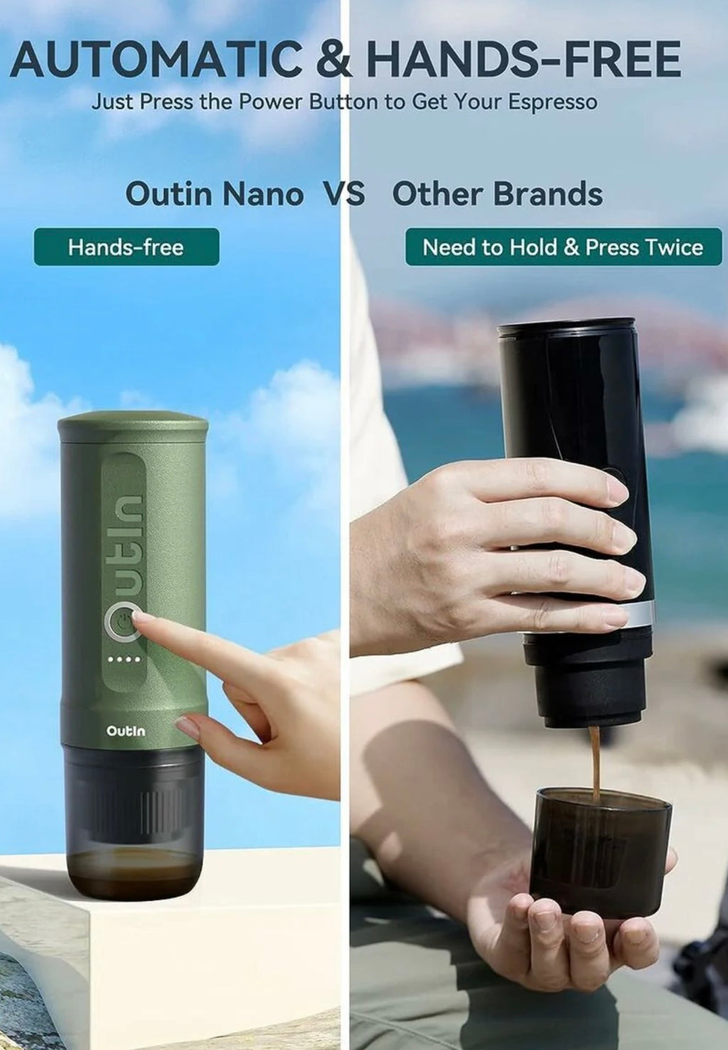 Tragbare Espressomaschine Outin NESPRESSO Grün - Kaffee für unterwegs