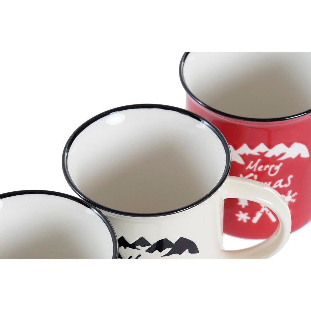 Mug DKD Home Decor Porcelain Stoneware (330 ml) (3 Units)-1