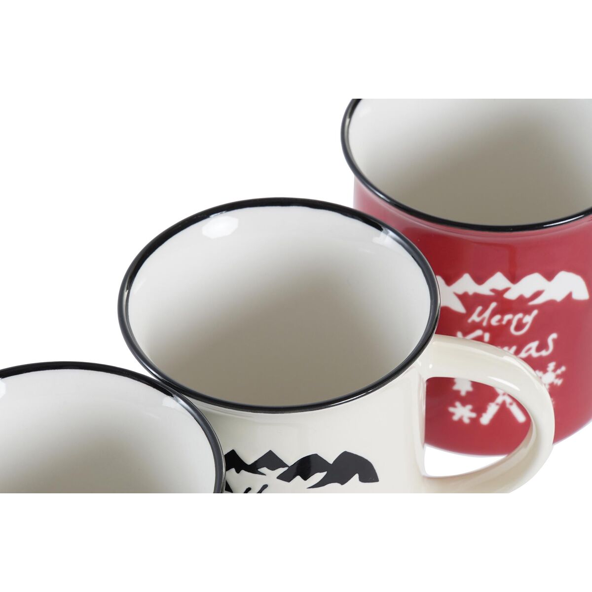 Mug DKD Home Decor Porcelain Stoneware (330 ml) (3 Units)-1