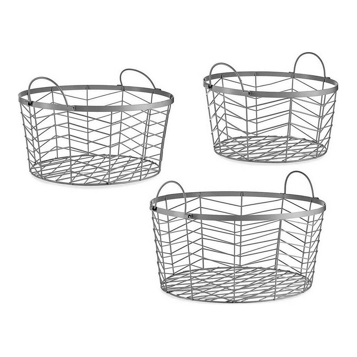 Set of Baskets Gift Decor Silver Metal 3 Pieces (3 Units)-0