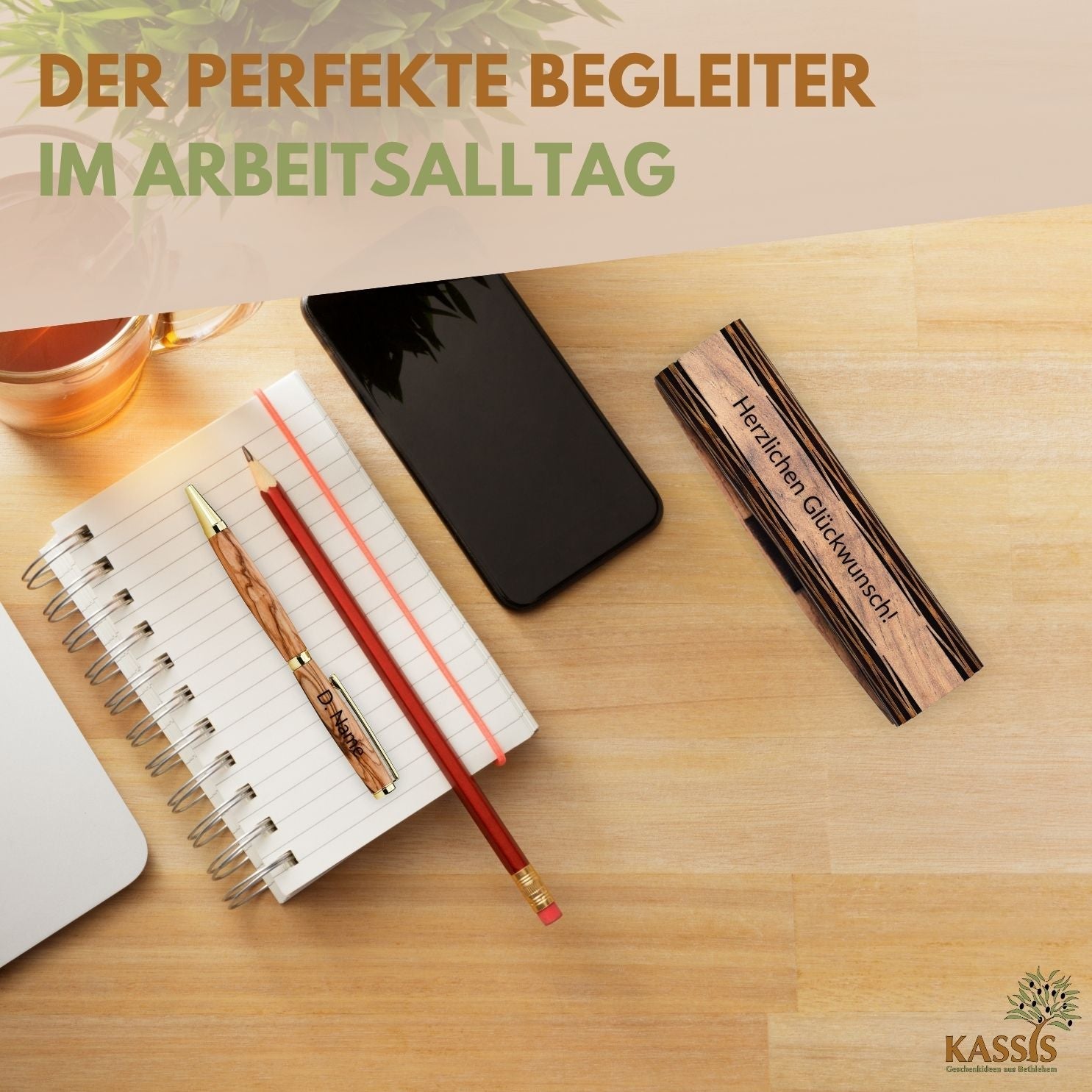 Kugelschreiber mit Holzschachtel aus Olivenholz-4