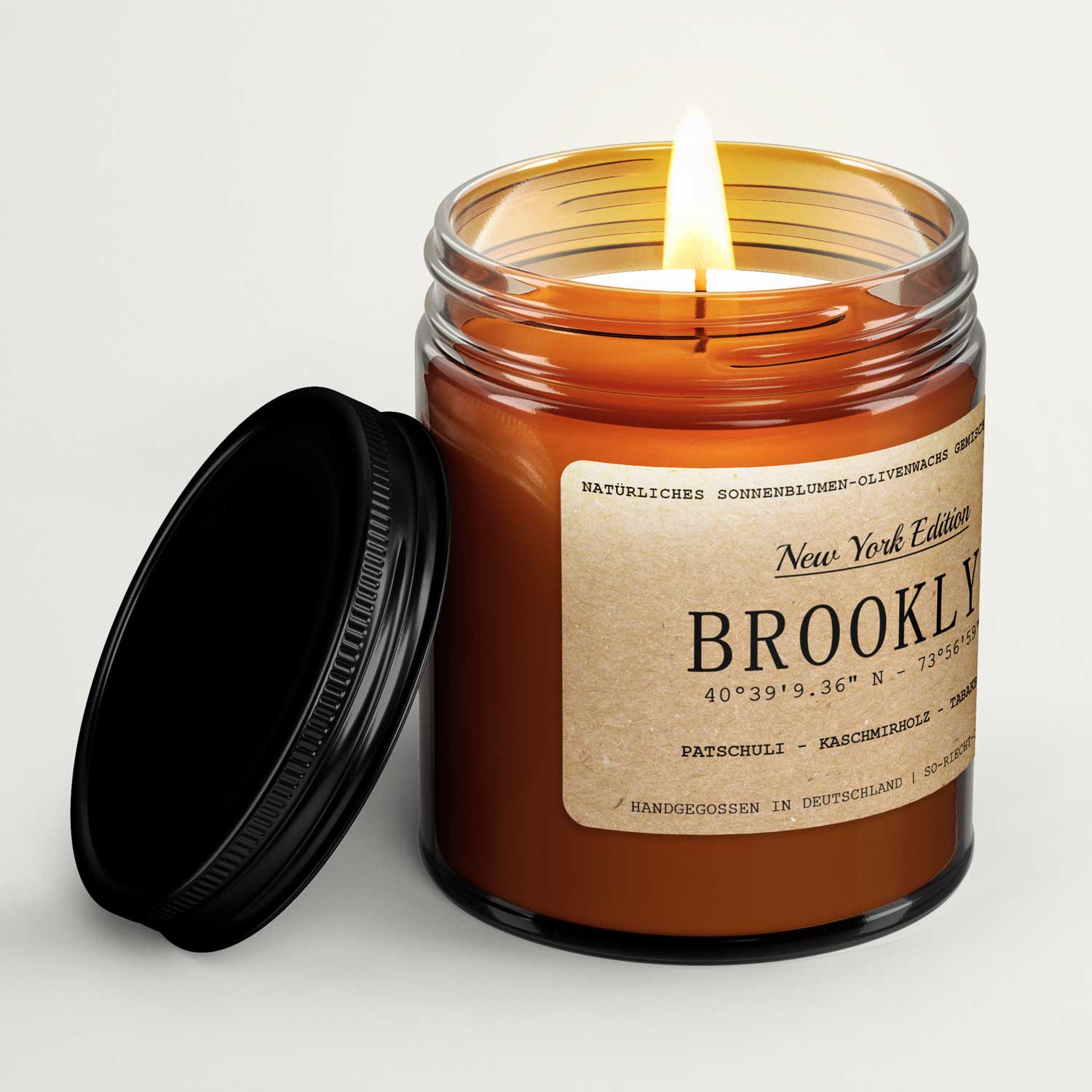 Brooklyn Duftkerze - New York Edition - Patschuli | Kaschmierholz | Tabakblüten