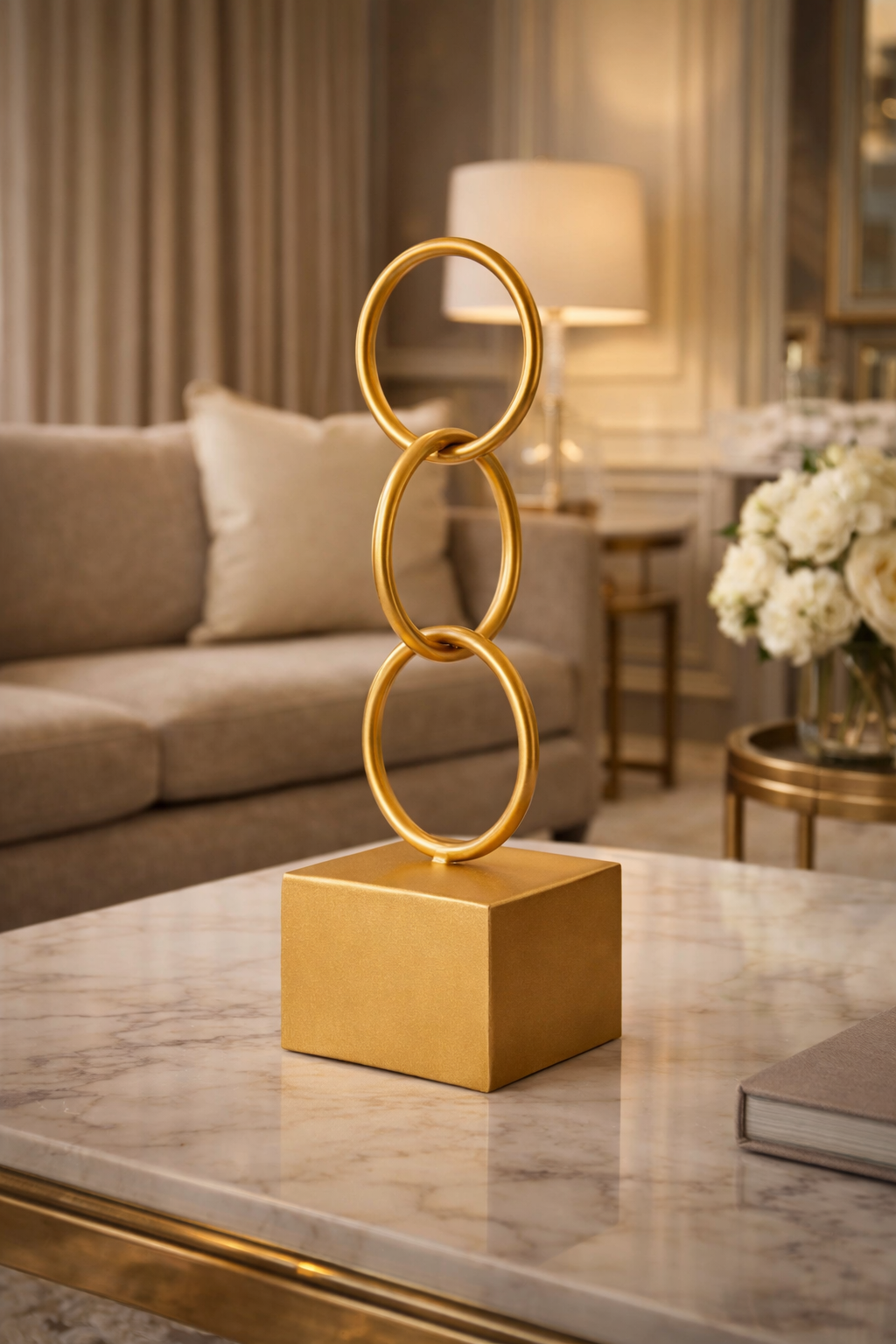 Dekofigur Gift Decor Goldene Ringe (12,5 x 40,5 x 12,5 cm)