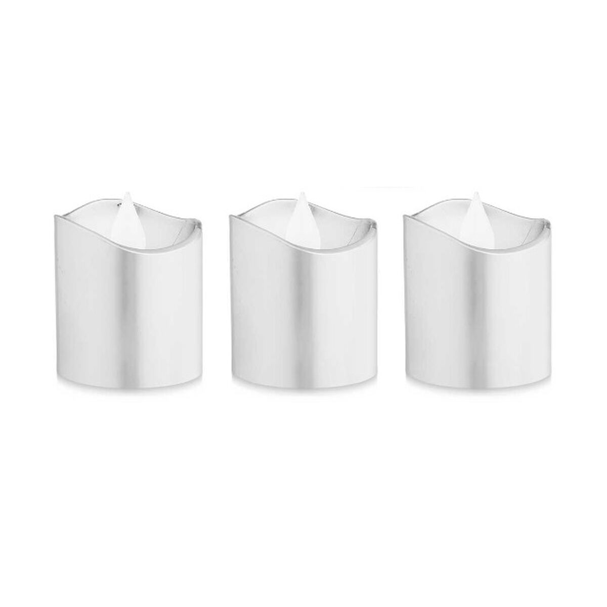 Candle Set Gift Decor Silver 18 x 14 x 4 cm 3,7 x 3,7 x 5 cm LED (12 Units)-1
