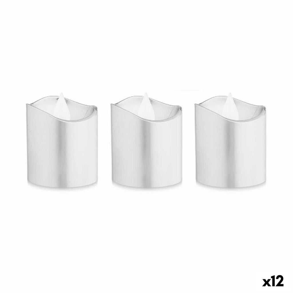 Candle Set Gift Decor Silver 18 x 14 x 4 cm 3,7 x 3,7 x 5 cm LED (12 Units)-0